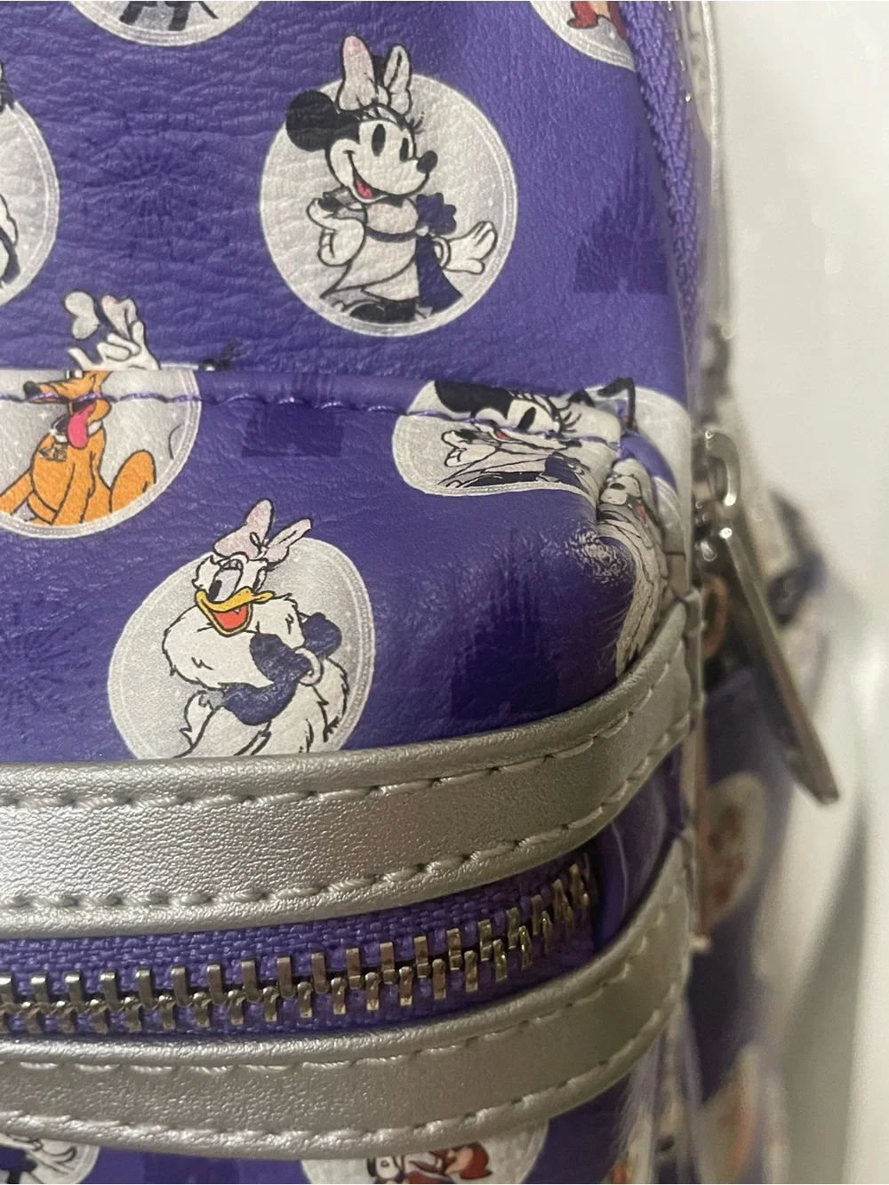 Disney 100th Anniversary Loungefly Mini Backpack Bag Mickey Platinum Purple Spot